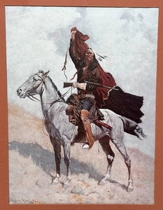 Vintage Frederic Remington "The Blanket Signal" Indianer Poster Druck - Bild 1 von 5