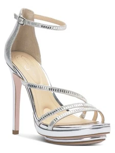 JESSICA SIMPSON Womens Silver 1" Platform Embla Stiletto Heeled Sandal 10 M - Picture 1 of 11