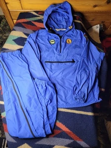 Giacca a vento vintage LL Bean Anorak uomo grande blu nylon con pantaloni full zip - Foto 1 di 13