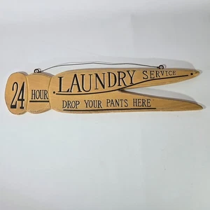 Decorazione lavanderia legno servizio lavanderia 24 ore lascia cadere i pantaloni vestiti spilla - Foto 1 di 2