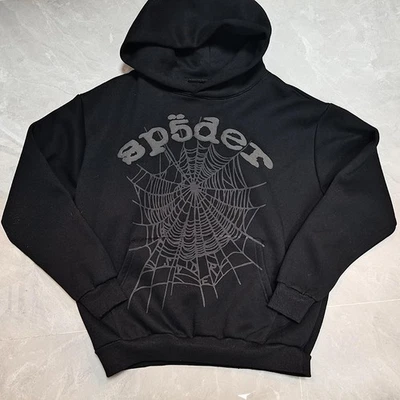 SP5DER Ghost 黑色连帽衫 – 高街时尚羊毛套衫运动衫 — 第 1/4 张图片