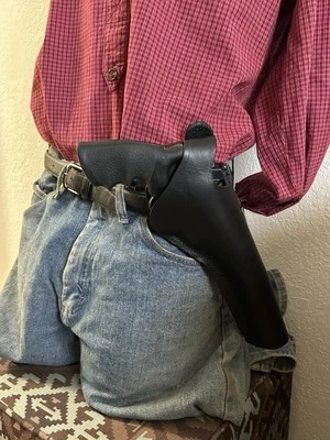 Fits Ruger Redhawk 7 1/2" Dual Two Position Black Leather Holster Cross Draw - Image 1 of 4