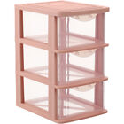 Kunststoff-Organizer mit 3 Schubladen, durchsichtig, mittelgroß, rosa Rahmen