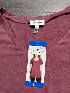 Jessica Simpson Shirt Adult Large Heather Dark Pink V-Neck Casual Tee Womens - Picture 1 of 4