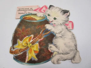 Vintage mother day greeting card grandmother hallmark kitten 1946 - Picture 1 of 7