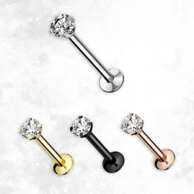 Push In Labret Monroe Stud Threadless Flat Back Stud Earring Lip Labret Piercing - Image 1 of 4