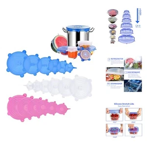 Silicone Stretch Lids, 18 Pack Reusable Silicone Lids, Silicone Bowl Covers, ... - Picture 1 of 8