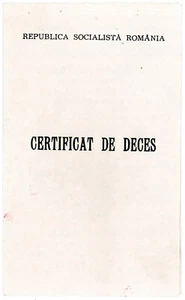 Romania, 1989, Vintage Death Certificate - RSR - Picture 1 of 3