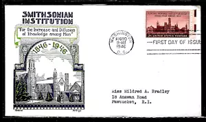 943 3c Stamp (1946) SMITHSONIAN INSTITUTE FDC BY FLEETWOOD & KNAPP CACHETS - Picture 1 of 1