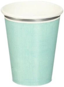 Turquoise Border Solid Color Garden Wedding Party 9 oz. Paper Cups - Picture 1 of 1