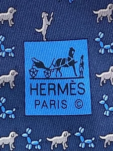 HERMES TIE 605945 IA Blue  100% Silk tie new in box with tags - Picture 1 of 4
