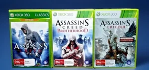 Paquete de 3 juegos Xbox 360 Assassins Creed Brotherhood Creed 3 edición especial - Imagen 1 de 13
