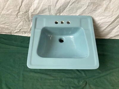Antiga pia de banho de porcelana azul Clair De Lune meados do século 20x18 39-25E - Imagem 1 de 4