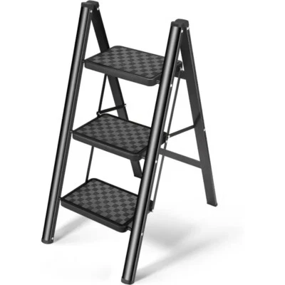 Ladder Folding Stool, Step Stool, Closet Ladder with Anti-Slip Wide Pedals - Image 1 of 4