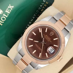 Rolex Datejust 41mm Chocolate Index Rose Gold Steel Oyster 126301 Box Papers - Picture 1 of 7
