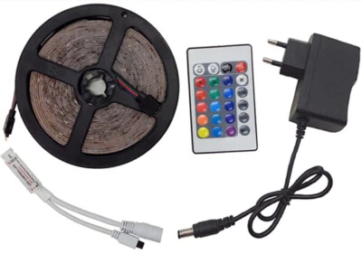 5M16.4FT RGB 3528 300LED Light Bar SMD+44/24Key Remote Control+12V Power adapter - Image 1 of 4