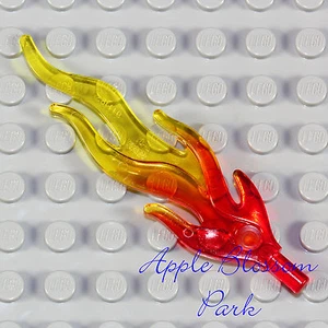NEW Lego Large Trans YELLOW w/RED FLAME - Castle Fire Torch Minifig Tool Weapon - Picture 1 of 1
