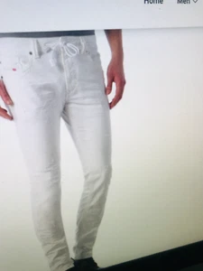 NEW MEN Diesel THAVAR SP NE DISTRESSED STRETCH JOGGJEANS 0672D 100 WHITE W38-W26 - Picture 1 of 12