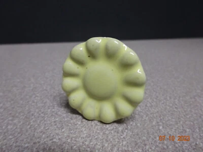Vintage Kitchen Cabinet Drawer Pull 1.3" Ivory Knob Ceramic Brass Mounting Screw - Image 1 of 4