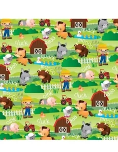 Carta da imballaggio unisex animali da fattoria compleanno per bambini 2 fogli carta da imballaggio - Foto 1 di 1