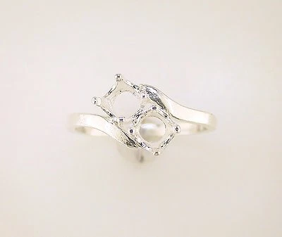 Two Stone Round Bypass Ring Setting Sterling Silver - Image 1 of 4