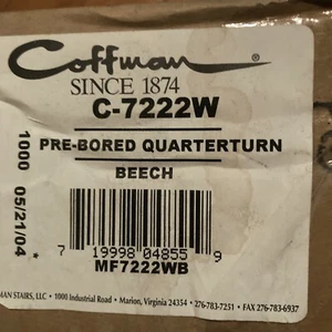 COFFMAN C -7222W wood stair railing pre-bored Quarterturn Beech MF7222WB - Picture 1 of 5