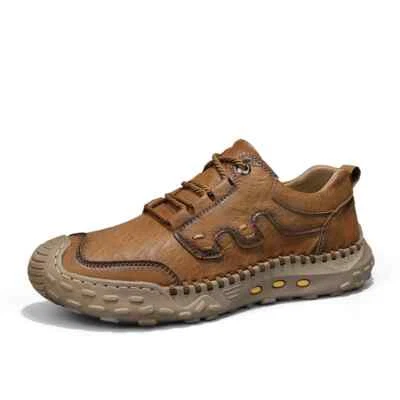 Cómodo Zapato Informal de Cuero Costurado a Mano Para Hombre Cuero Senderismo Trekking Zapato Foto 1 de 4