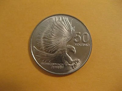 1989 or 90 Philippines 50 sentimos coin Eagle attacking    bird animal - Image 1 of 2