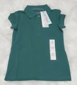 NEW Cat & Jack Girl's School Uniforms Short Sleeve Polo Shirt NWT - Dark Green - Picture 1 of 7