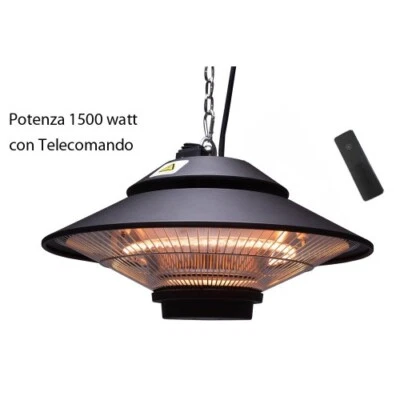 Stufa Esterno Interno 1500 w Infrarossi con Telecomando Lampada Pensile Alogena - Immagine 1 di 4
