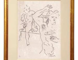 Jean Cocteau Drawing Male French Portrait Profile Classical Orpheus Apollo Greek - Picture 1 of 3