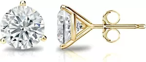 Lab-Created Round Brilliant Solitaire Diamond Martini Stud Earrings in 14K Gold - Picture 1 of 11