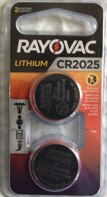 Batería Rayovac CR2025 3V litio celda de moneda paquete de 2 para uso en dispositivos especializados Foto 1 de 2