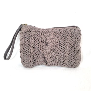 Panache Apparel Borsa all'uncinetto con zip a maglia a cavo grigio minimalista accogliente inverno - Foto 1 di 7