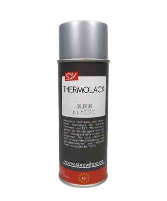 1x THERMOLACK SPRAY SILBER bis 650°C  400ml ABRIEBFEST Auspufflack Ofenlackspray - Bild 1 von 2