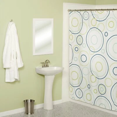 Cortina de ducha moderna geométrica azul y verde circular 70 x 72 pulgadas, poliéster Foto 1 de 2