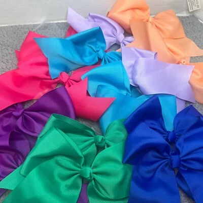 14 Cheer Bows! Green, Lavender, Teal, Peach, Purple, Fuchsia, Blue. 2 Of Each - Image 1 of 2