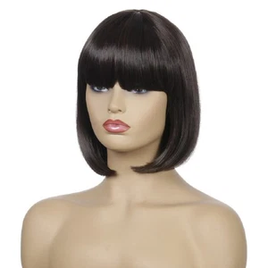 Pelucas rectas con flequillo fibra de color pelo falso para mujer mujer cortas - Imagen 1 de 12