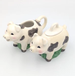 J. Willfred Charles Sadek Schwein Milchkännchen und Zucker Set Keramik Vintage Bauernhaus - Bild 1 von 14