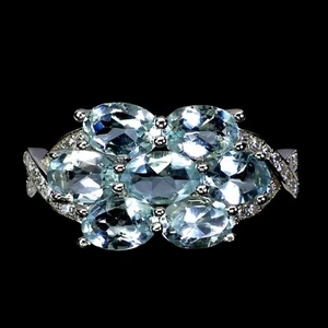 Anillo De Plata Esterlina 925 Ovalado De Aguamarina 6x4mm Joya Natural Talla 8 - Imagen 1 de 13