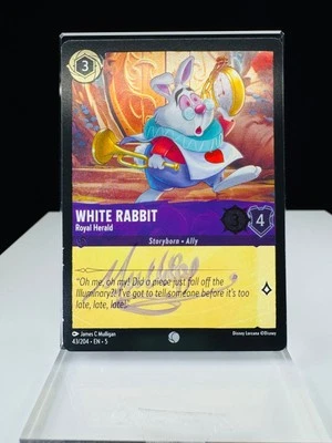 Disney Lorcana White Rabbit 43/204 EN5  Autographed by James C Mulligan - Image 1 of 4