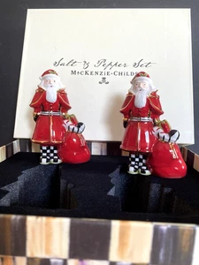 MACKENZIE-CHILDS Weihnachtsmann Salz & Pfefferstreuer Set in Geschenkbox handbemalt NEU - Bild 1 von 14