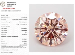 5,00 runder im Labor gezüchteter Diamant für Weihnachtsgeschenk IGI Zertifikat Fancy Pink VS2 - Bild 1 von 11