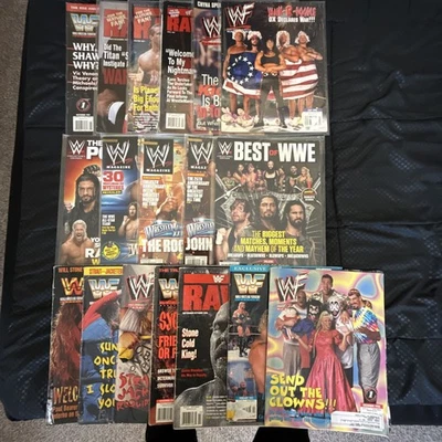 WWE WWF Magazine Lot Vintage Austin Mankind Sunny Kane Taker Cena Hart HBK - Image 1 of 4