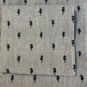 Nautica Marine Seepferdchen auf blau weißen Streifen Twin flaches Laken 96x64" 1 Kissenbezug - Bild 1 von 6