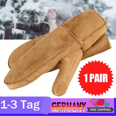Fausthandschuh Leder Flaum Handschuhe / Fausthandschuhe / Thermo Fäustlinge Neu - Bild 1 von 4