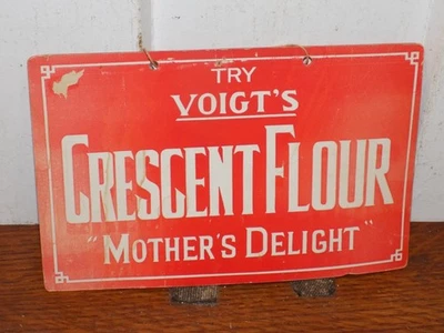 Vintage Try Voigt’s Crescent Flour Double Sided Cardboard Store Hanger - Image 1 of 2