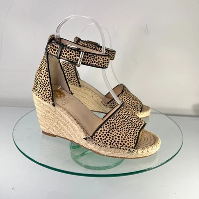 Vince Camuto Leera Alpargata Cuña Sandalia 6 Ancho Yute Leopardo Estampado Piel de Vaca Foto 1 de 4