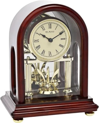 Mantel Clock Dark Walnut Finish Stunning Rotating Pendulum Roman Numerals  W3418 - Image 1 of 3