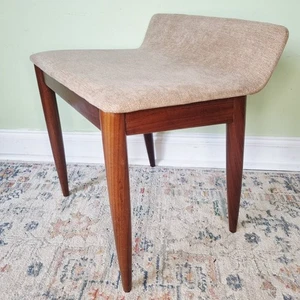 Mid Century Teak Dressing Table Stool Seat White & Newton Danish Scandi Style  - Picture 1 of 12